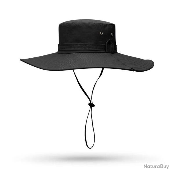 Chapeau Cowboy Homme Grand Bord Anti-UV Randonn�e P�che L�ger Parasol Tour T�te 52-60 cm Noir