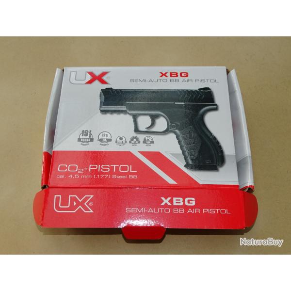 Pistolet Umarex XBG co2 cal.4,5mm BBS + LASER - TBE - dans boite d'origine