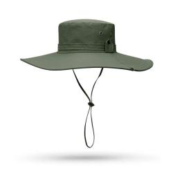 Chapeau Cowboy Homme Grand Bord Anti-UV Randonn&eacute;e P&ecirc;che L&eacute;ger Parasol Tour T&ecirc;te 52-60 cm Vert