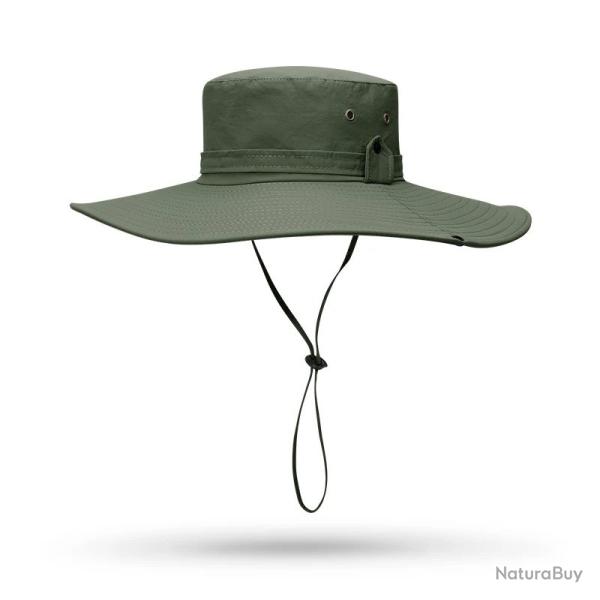 Chapeau Cowboy Homme Grand Bord Anti-UV Randonn�e P�che L�ger Parasol Tour T�te 52-60 cm Vert