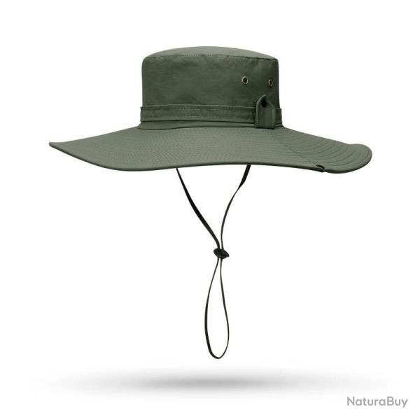 Chapeau Cowboy Homme Grand Bord Anti-UV Randonn�e P�che L�ger Parasol Tour T�te 52-60 cm Vert