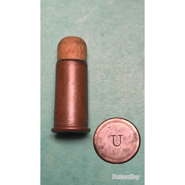 Une cartouche US cal 56/50 Spencer balle bois a grenaille marqu�e U Rem/umc