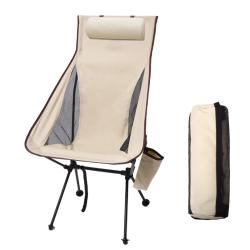 Chaise Camping Pliante Aluminium 150 kg Ultra L&eacute;g&egrave;re Portable Randonn&eacute;e Plage P&ecirc;che Outdoor Kaki