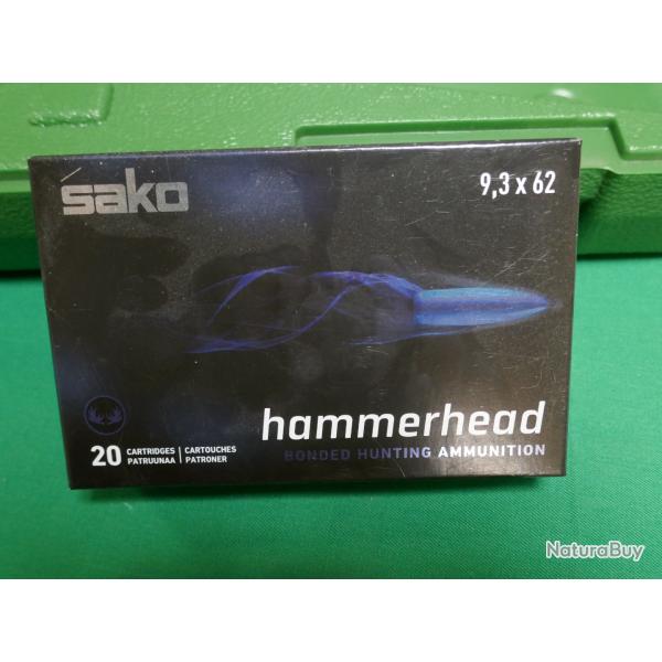 Boite de 20 cartouches de 9.3x62 mm  SAKO HAMMERHEAD 18.5g/286gr