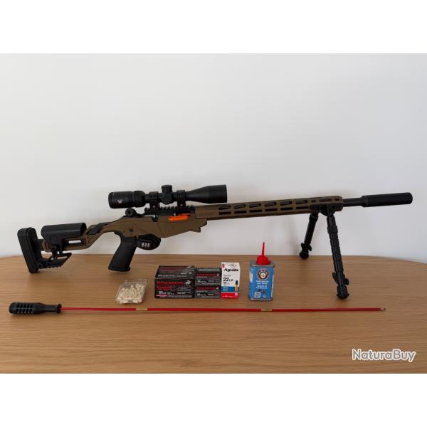 Ruger Precision Rimfire Bronze cal.22Lr + lunette + silencieux + bipied