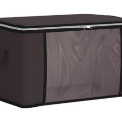 Bo&icirc;te rangement tissu anthracite 43x34x23 cm pliable fen&ecirc;tre transparente