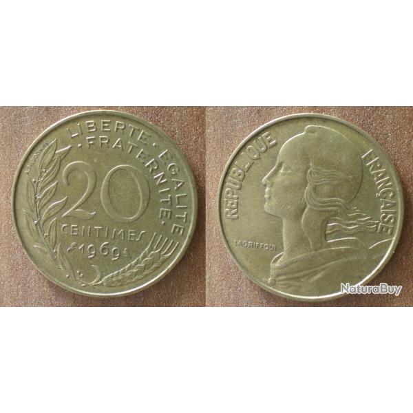 France 20 Centimes 1969 Lagriffoul Piece Franc Centime Francs