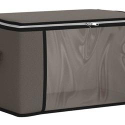 Bo&icirc;te rangement tissu gris 43x34x23 cm pliable fen&ecirc;tre transparente