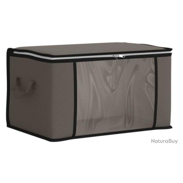 Bo�te rangement tissu gris 43x34x23 cm pliable fen�tre transparente