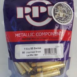 Douilles PPU 7,5x55 SUISSE - sachet de 50 unit&eacute;s