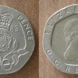 Royaume Uni 20 Pence 1983 Piece Pences Pound Pounds