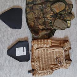 2 Housses pare-balles, gilets porte plaques