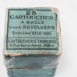 BOITE 25 MUNITIONS ANCIENNE CARTOUCHES CALIBRE 6MM VELODOG PERCUSSION CENTRALE CARTOUCHERIE FRANCAIS