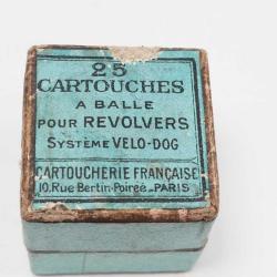 BOITE 25 MUNITIONS ANCIENNE CARTOUCHES CALIBRE 6MM VELODOG PERCUSSION CENTRALE CARTOUCHERIE FRANCAIS