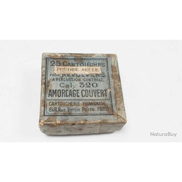 BOITE 25 MUNITIONS ANCIENNE CARTOUCHES CALIBRE 320 A BLANC / POUDRE SEULE FRANCE XIX� Categorie D