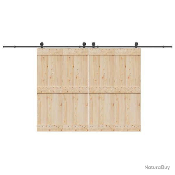 Kit de quincaillerie de porte coulissante 427 cm acier noir