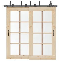 Kit de quincaillerie de porte coulissante 213,5 cm acier noir