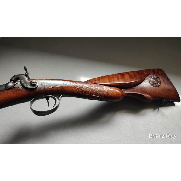 Magnifique fusil � piston de calibre 24 en tr�s bel �tat et fonctionnel,vers 1840 canon sign� Merley