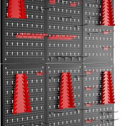 Panneau Mural Perfor&eacute; Porte outils mural Lot de 6 Panneaux 240 x 2 x 60 cm 53 pcs Crochet & Supports