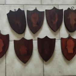 LOT DE 8 ECUSSONS BOIS POUR TROPHEE CHASSE CHEVREUIL CHAMOIS TAXIDERMIE