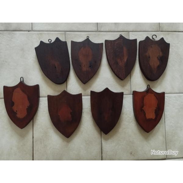 LOT DE 8 ECUSSONS BOIS POUR TROPHEE CHASSE CHEVREUIL CHAMOIS TAXIDERMIE