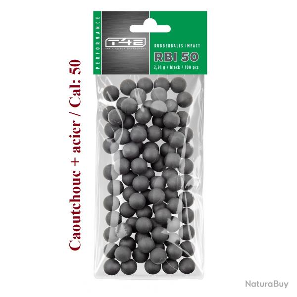 Sachet de 100 Billes caoutchouc + Acier Noire  Cal. 50