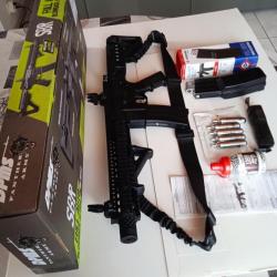 Carabine DPMS SBR CO2 BBs 4.5 mm acier + chargeur rapide de 300 BBs + Pack pr&ecirc;t &agrave; utiliser