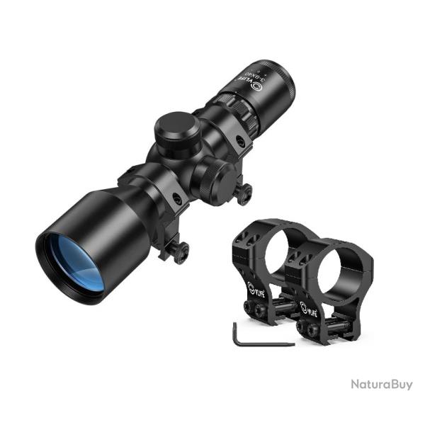 Lunette de tir CVLife Foxspook 3-9x40 COMPACT (R�ticule Mil-Dot) + anneaux CVlife pour rail 11mm