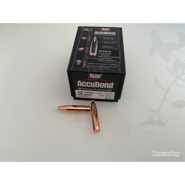 Ogives NOSLER Accubond cal 338 300grs. Bo�te de 50