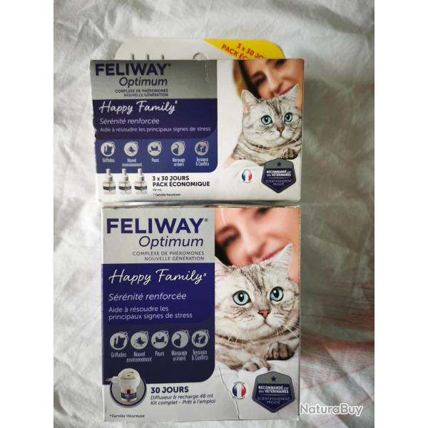 Feliway Optimum - Lot Diffuseur + 4 Recharges (120 jours) - Neuf Scell�