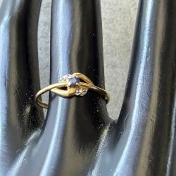 Fine bague en or massif 18 carats - saphir bleu - taille 54