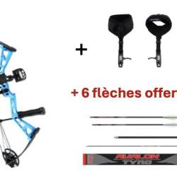 Pack Arc &agrave; poulies Core Zeal Junior 1 plume bleue 2 plumes roses