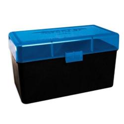 Bo&icirc;te de rangement 50 cartouches cal. .300 Weath. Mag / .338 L. Mag - 412 - Bleu