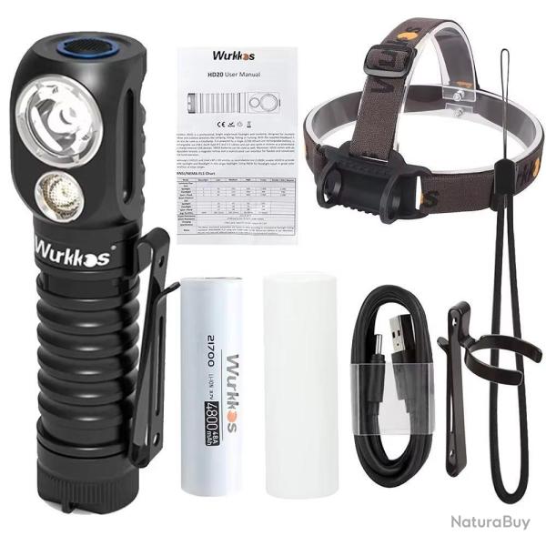 Lampe Frontale HD20 Eclairage Bi LED 2000 Lumens Activit�s Ext�rieures Autonomie Longue Wurkkos