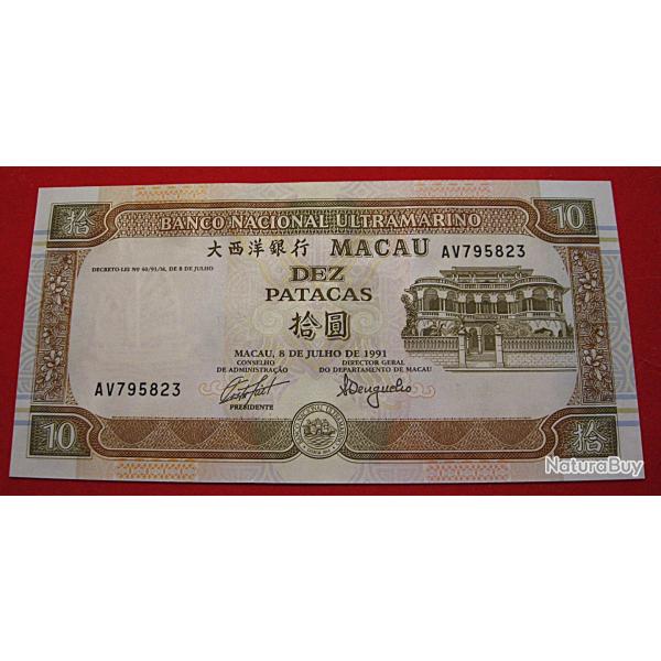 Macau, billet de 10 patacas superbe du 8-07-1991