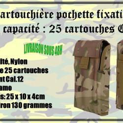 Cartouchi&egrave;re pochette fixations Molly avec une capacit&eacute; de 25 cartouches cal .12 de couleur Camo