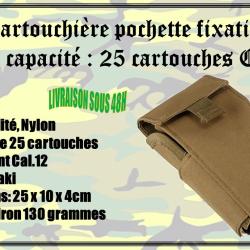 Cartouchi&egrave;re pochette fixations Molly avec une capacit&eacute; de 25 cartouches cal .12 de couleur Kaki