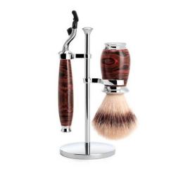 Set de rasage 3 pi&egrave;ces Muhle Mach3&reg; Purist synth&eacute;tique argent&eacute;