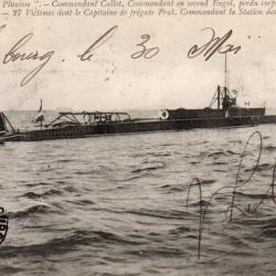 Carte postale sous-marin "Pluvi&ocirc;se" Cherbourg 1910  -N&deg;8193