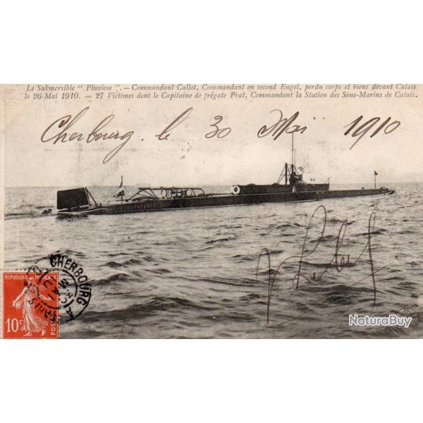 Carte postale sous-marin "Pluvi�se" Cherbourg 1910  -N�8193