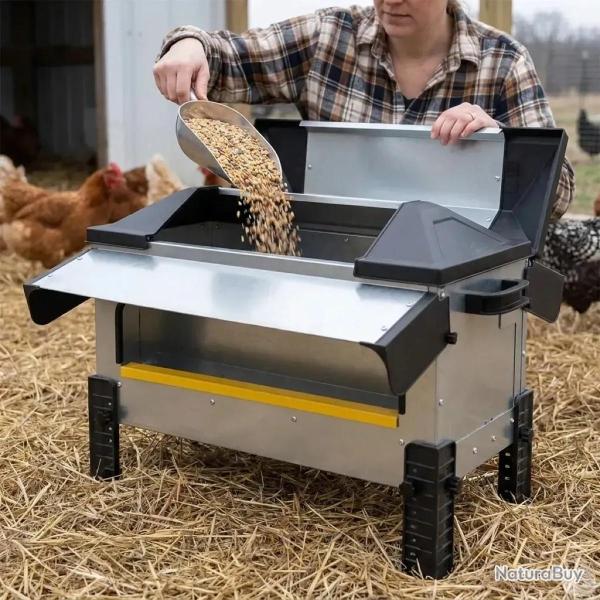 Mangeoire Robust� Grande Ouverture 18kg - Acier Galvanis� pour Volailles, Canards et Oies