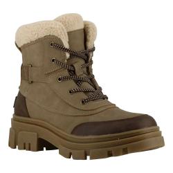 Bottines fourr&eacute;es taupe effet peau de p&ecirc;che fourrure synth&eacute;tique 39