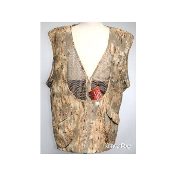 Gilet de chasse ouverture �t� - camouflage type roseaux 3 XL et 6 XL