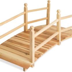 Pont de Jardin 137 x 58 x 58 cm, en Bois de Pin avec Balustrade, Capacit&eacute; de Charge 150 Kg