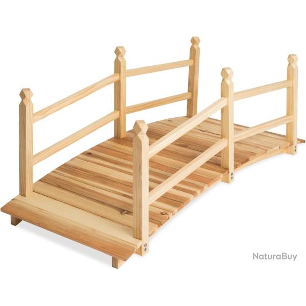 Pont de Jardin 137 x 58 x 58 cm, en Bois de Pin avec Balustrade, Capacit� de Charge 150 Kg