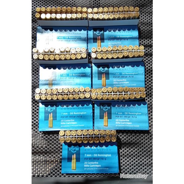 7 Bo�tes soit 140 Munitions PPU Ammunition Calibre 7mm-08 REM  140 Grains Voir Photos