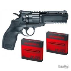 PACK REVOLVER TORNADO  UMAREX 4'' BB'S CAL. 4.5 MM + 2 barillets + 10 Sparclettes Co&sup2;