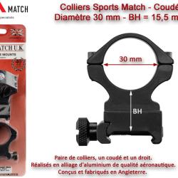 Colliers coud&eacute;s Sports Match - Diam&egrave;tre 30 mm (BH=15,5 mm)