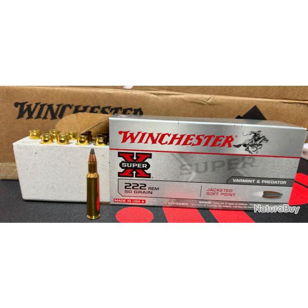 OFFRE CARTON MUNITION WINCHESTER 222 REM 50 GRAIN SOFT POINT BTE DE 20 LOT DE 10 BOITES