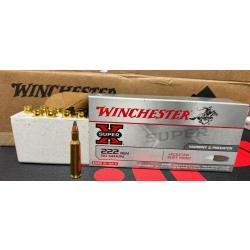 OFFRE LOT DE 5 BOITES MUNITION WINCHESTER 222 REM 50 GRAIN SOFT POINT BTE DE 20